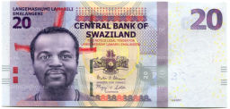 Банкнота 20 эмалангени 2017 года Свазиленд