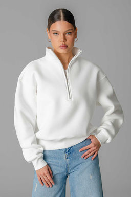 Арт. 1903 Свитшот женский с начесом полузамок 42-50 (5 шт) Цвет:молочный