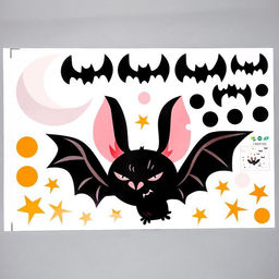 Наклейка пластик интерьерная цветная "Летучие мыши" 40х60 см