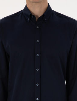 Lacivert Mikro Desenli Slim Fit Uzun Kollu G_mlek - Pierre cardin фото 6