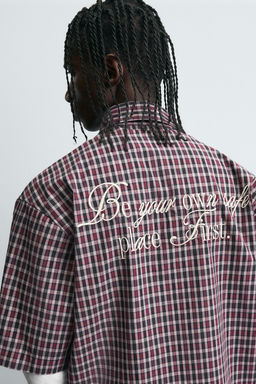 EMBROIDERED CHECK SHIRT - Zara фото 6