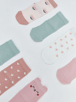 Bask?l? K?z Bebek Soket ?orap 7li