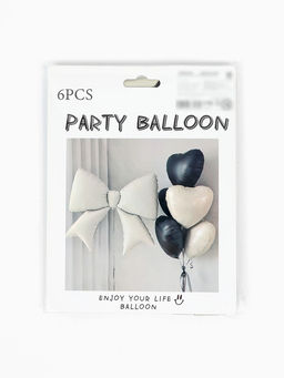 Воздушные шары фольгированные "Черно-белое сердце" набор 6 штук