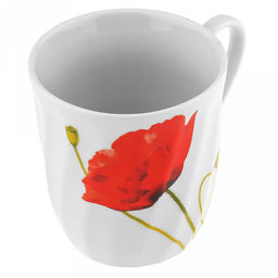 Кружка фарфоровая "Алый мак" 350мл, д9см, h10см, форма "Витая" (Россия)