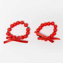 Цена за 2 шт. Набор новогодних колец для салфеток 2 штуки «Бантик», цвет красный, d=5 см, дерево