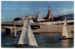 Открытка По Татарии  Казань. Вид на кремль с реки Казанки.