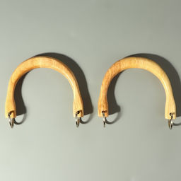 Ручки для сумки деревянные, с полукольцами, 10.3×8 см, 2 шт., цвет бежевый, серебряный