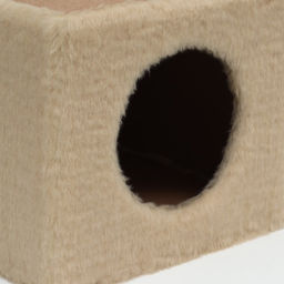 Домик для животных, с когтеточкой и полкой, джут, 32×32×64, бежевый