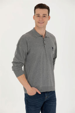U. S. Polo Assn Мужской серый меланжевый базовый свитер - U.s. polo assn фото 10