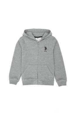 U. S. Polo Assn Детская серая меланжевая базовая толстовка с капюшоном - U.s. polo assn фото 7