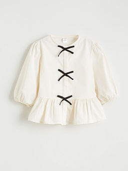 Bisiklet Yaka Fiyonk Detayl? K?z Bebek G?mlek