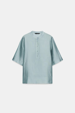 BLUSA FLUIDA MANGA CORTA ZW COLLECTION / Gris azul - Zara фото 7