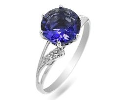 Кольцо из серебра танзанит выращ., СПН04306