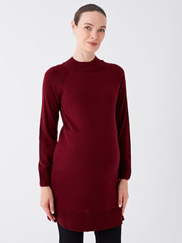 Yar?m Bal?k?? Yaka D?z Uzun Kollu Hamile Triko Tunik