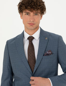 %100 Y_n Koyu Mavi Ekstra Slim Fit Tak_m Elbise