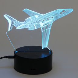 Цена за 2 шт. Светильник ночник "3D-Самолёт" на пластиковой подставке, с включателем USB