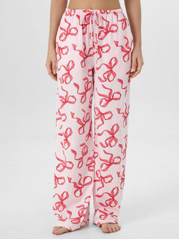 Брюки домашние женские розовые с бантиками