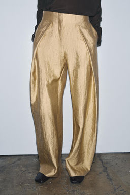 METALLIC PLEATED TROUSERS ZW COLLECTION - Zara фото 2