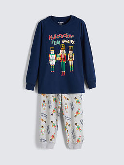 Bisiklet Yaka Bask?l? Erkek ?ocuk Pijama Tak?m