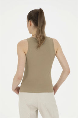 Женская футболка без рукавов цвета хаки с круглым вырезом Неожиданная скидка в корзине - U.s. polo assn фото 5