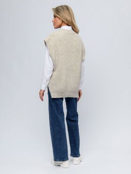 Жилет молочного цвета с V-образным вырезом - 1001dress фото 3