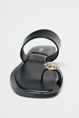 METALLIC BEAD TOE POST SANDALS - Zara фото 5