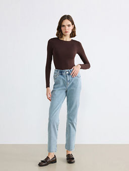 Beli Lastikli Slim Mom Kad?n Jean Pantolon