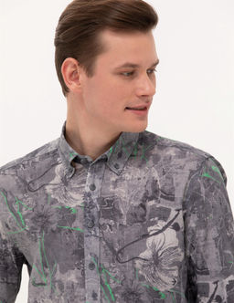 Gri Slim Fit Uzun Kollu G_mlek - Pierre cardin фото 2