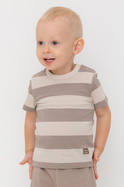 Crockid _ КР 302374/бежевый,коричневый,полоска к552 фуфайка (футболка) д/мал яс  фото 5