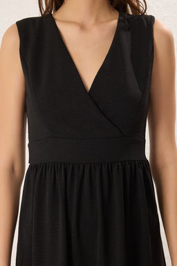 Haki Duz Etegi Belden Ac?lan Kruvaze Midi Dokuma Elbise TWOSS25EL00201 - Trendyolmilla фото 13