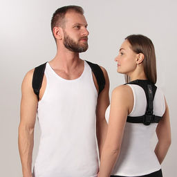 Цена за 2 шт. Массажёр - фиксатор для осанки, на липучках, размер универсальный, чёрный