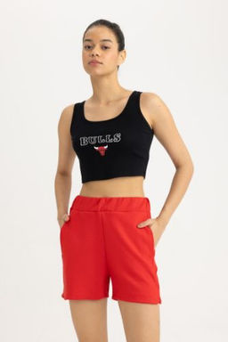 DeFactoFit NBA Chicago Bulls Crop Bisiklet Yaka Atlet
