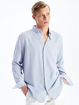 Slim Fit Uzun Kollu ?izgili Arm?rl? Erkek G?mlek