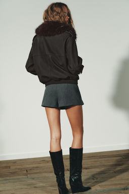 DETACHABLE COLLAR FAUX SUEDE JACKET - Zara фото 6