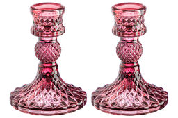 Набор 2 подсвечников 7,7*7,7*10 см бордовый, стекло - Elan gallery фото 5
