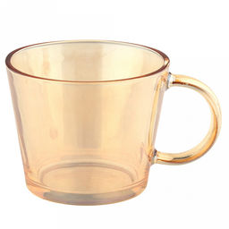 Кружка стеклянная "Лирика" 350мл, д9,7см, h7,9см, основание д7см, янтарный перламутровый, набор 2шт, в коробке (Китай)