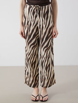 Beli Lastikli Zebra Desenli Kad?n Pantolon