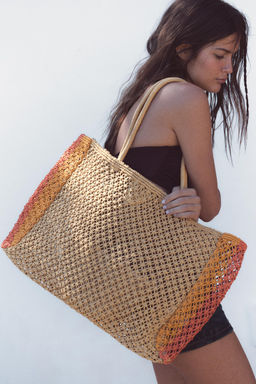 BOLSO SHOPPER EFECTO TRENZADO COMBINADO / Multicolor