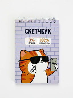 Скетчбук А6, 80 л. 100 г/м  "Котик"