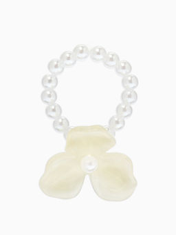 Цена за 2 шт. Кольцо бисерное «Цветок трилистник жемчужный», бежевое, на резинке, безразмерное