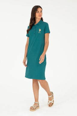 Женское темно-зеленое трикотажное платье - U.s. polo assn фото 3