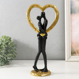 Фигурка полистоун Абстракция. Поцелуй у сердца, золото с чёрным, 14.5?9?32 см