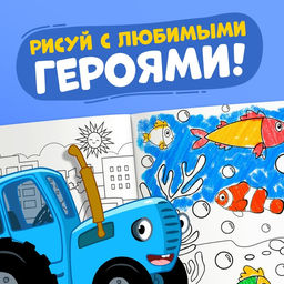 Раскраска 12 стр., А4, Синий трактор  фото 5