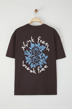 TRENDYOL MAN Ekru Oversize/Genis Kesim Cicek Bask?l? Kal?n %100 Pamuklu T-Shirt TMNSS25TS00028 - Trendyolmilla фото 5