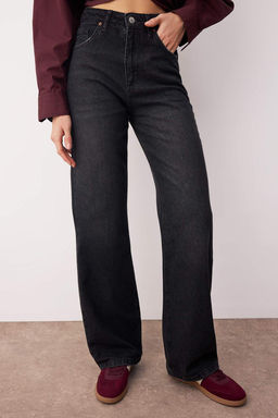 TRENDYOLMILLA Siyah Yuksek Bel Wide Leg Jeans TWOAW24JE00073  фото 3