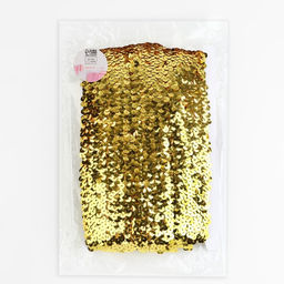 Тесьма декоративная с пайетками, на резинке, 3.5 см, 9 ± 0.5 м, цвет золотой