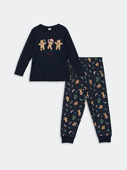 Bisiklet Yaka Y?lba?? Temal? Erkek ?ocuk Pijama Tak?m?