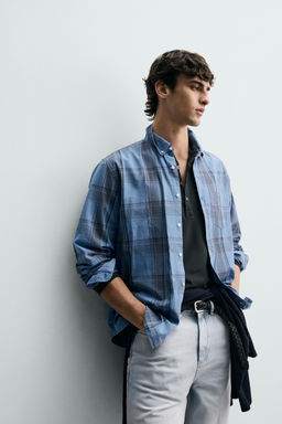 CAMISA REGULAR FIT CUADROS / Azul - Zara фото 6