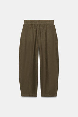 PANTAL?N BARREL CON LINO / Khaki - Zara фото 8