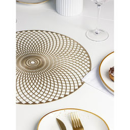 Набор салфеток сервировочных на стол Доляна Вира, 4 шт, d=38 см, цвет золотой  фото 3